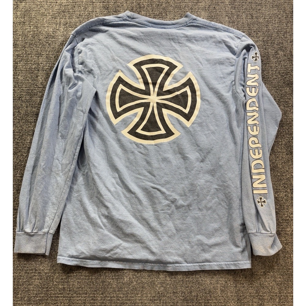 Y2K Independent Truck Company T Shirt Men Blue Long Sleeve Cross Logo Graphic